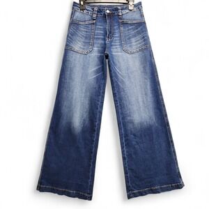 Queenwin Wide Leg Jeans Womens Large (Fits as‎ 27x30) Blue Baggy Y2K Skater Rave